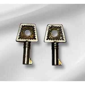 Lock Box Keys Small 1” Vintage Pair Fancy Hollow Barrel